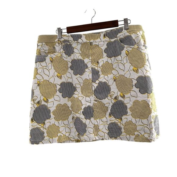 hearts of palm Dresses & Skirts - Hearts Of Palm Floral-Print A-Line Skirt Yellow Black White Skort Size 18 Sport